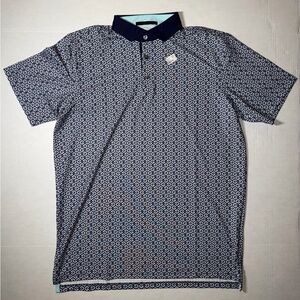 Greyson Blue and White Patterned Polo Shirt